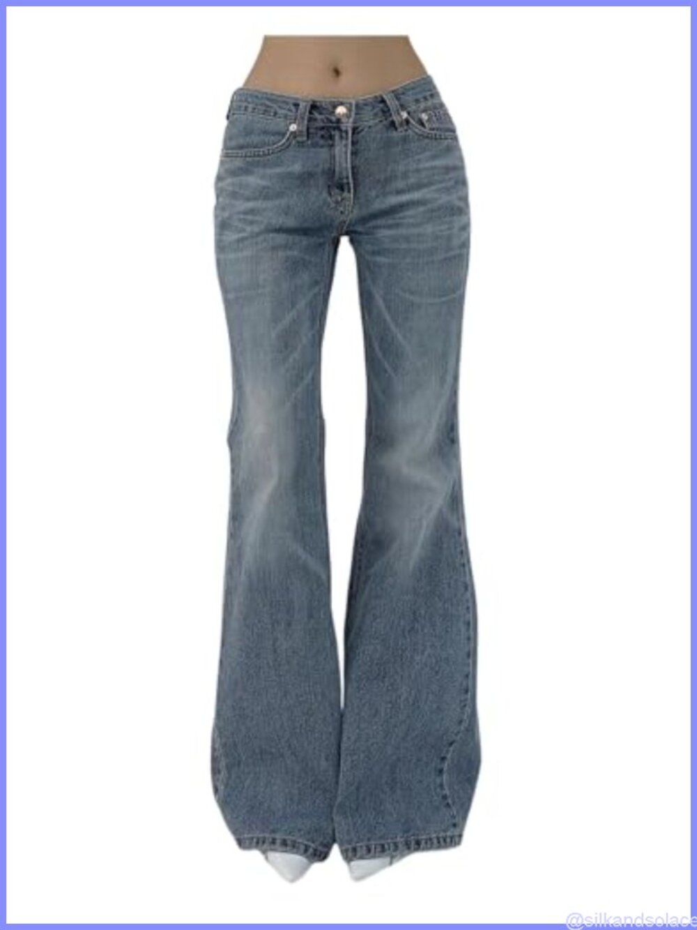 Low Rise Flare Leg Denim Jeans Bell Bottom Pants for Women Casual